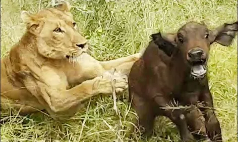 Trâu rừng ác chiến nảy lửa với đàn sư tử để bảo vệ con