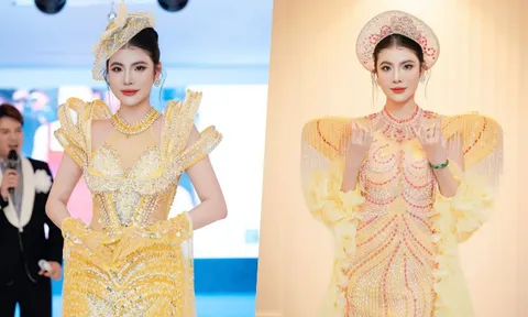 Á hậu Kimmie Lê hoá ‘nữ thần bình minh’ trong hai thiết kế First face và Vedette