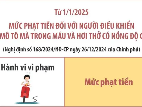 Mức phạt tiền đối với hành vi vi phạm phổ biến của ô tô, xe máy từ 1/1/2025