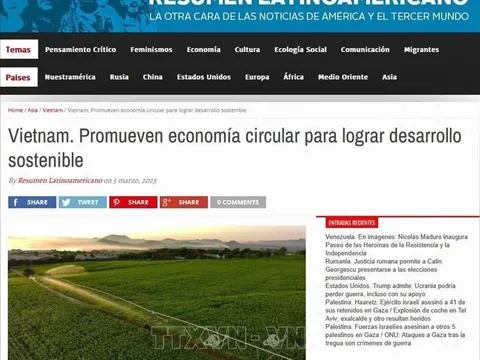 Báo chí Argentina đề cao định hướng phát triển kinh tế tuần hoàn của Việt Nam