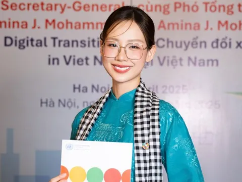 Hoa hậu Bảo Ngọc điều hành phiên đối thoại thanh niên cùng Phó Tổng thư ký Liên Hợp Quốc