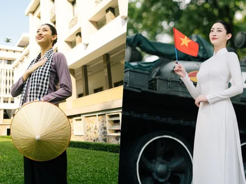 Hoa hậu Lương Thùy Linh tái hiện hình ảnh phụ nữ kiên cường qua tà áo bà ba Nam bộ xưa chào mừng Lễ 30/4 