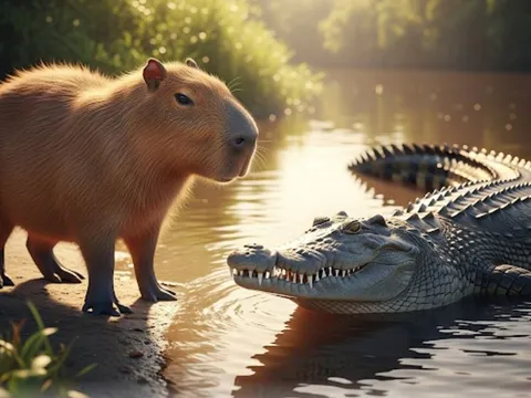 Bí mật đằng sau mối quan hệ "hòa bình" kỳ lạ giữa cá sấu và chuột lang nước ở Amazon