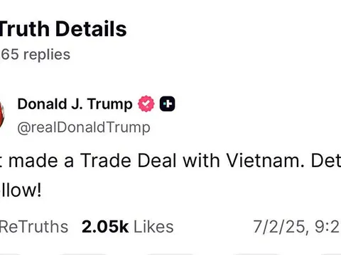 Tổng thống Donald Trump thông báo Hoa Kỳ và Việt Nam đã đạt được thỏa thuận thương mại
